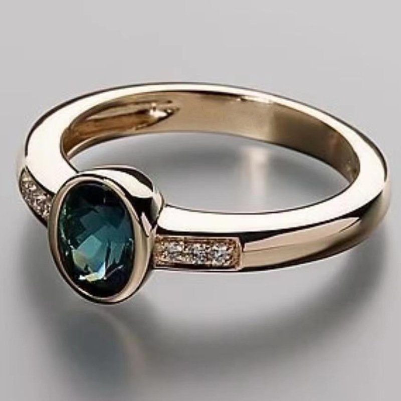 573646f8-828f-4282-a312-2af06e9f3b62.jpg Olive Green Diamond Minimalist Womens Ring - Image 1