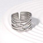 Cross-border Fashion Geometric Line Titanium Steel Ring - Image 3