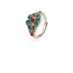 Chinese Style Women Ring, Niche Design Enamel Hanfu Crown Ruyi Adjustable Open Ring - Image 2