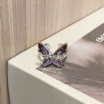 Light Luxury Sweet Cool Geometric Purple Zircon Open Ring, Niche Design Cold Style Fashion Personalized Exquisite Index Finger Ring For Women - Image 5