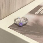 Light Luxury Sweet Cool Geometric Purple Zircon Open Ring, Niche Design Cold Style Fashion Personalized Exquisite Index Finger Ring For Women - Image 4