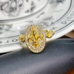 Gold Enamel Drip Oil Zircon Open Ring Retro Luxury High Sense Band For Women - Image 4