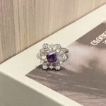Cold Wind Niche Design Purple Zircon Geometric Open Finger Ring