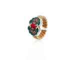 Chinese Style Women Ring, Niche Design Enamel Hanfu Crown Ruyi Adjustable Open Ring - Image 6