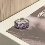 Women Geometric Purple Zircon Ring Sweet Cool Niche Design Index Finger Ring - Image 4