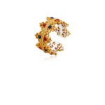 Chinese Style Women Ring, Niche Design Enamel Hanfu Crown Ruyi Adjustable Open Ring - Image 5