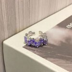 Women Geometric Purple Zircon Ring Sweet Cool Niche Design Index Finger Ring - Image 5