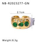 Retro Colorful Diamond Open Adjustable Ring - Image 6