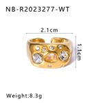 Retro Colorful Diamond Open Adjustable Ring - Image 8