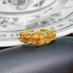 Women Retro Luxury Gold Open Ring Enamel Drip Inlay Zircon Finger Ring - Image 5
