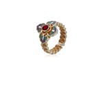 Chinese Style Women Ring, Niche Design Enamel Hanfu Crown Ruyi Adjustable Open Ring - Image 8