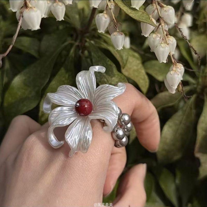 fd70acc9-a470-47e2-8458-8aef2155e137.jpg Blue Zircon Starry Flower Ring Anime Style Index Proposal Ring - Image 1